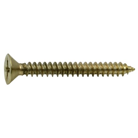 Midwest Fastener Wood Screw, #9, 1-1/2 in, Plain Brass Flat Head Phillips Drive, 20 PK 69874